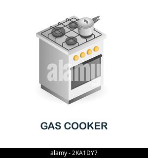 Gas Cooker icon. 3d illustration from kitchen supplies collection. Creative Gas Cooker 3d icon for web design, templates, infographics and more Stock Vector
