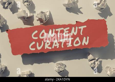 Conceptual caption Content Curation. Business overview establish a fluid workflow around the creation of content Replacing Old Wallpaper Design Stock Photo