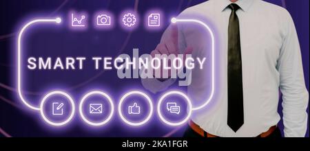 Handwriting text Smart Technology. Concept meaning used to protect and prevent errors in hard drives Stock Photo
