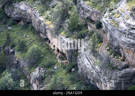 Ancient Native American Sinagua ruins from Walnut Canyon National Park near Flagstaff, Arizona Stock Photo