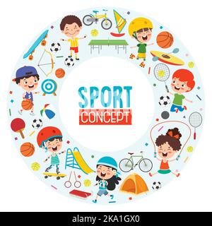 Sport Concept Design With Funny Children Stock Vector