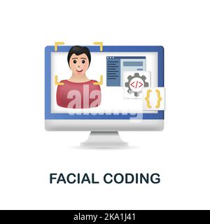 Facial Coding icon. 3d illustration from neuromarketing collection. Creative Facial Coding 3d icon for web design, templates, infographics and more Stock Vector