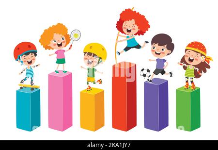 Sport Concept Design With Funny Children Stock Vector