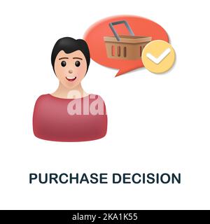 Purchase Decision icon. 3d illustration from neuromarketing collection. Creative Purchase Decision 3d icon for web design, templates, infographics and Stock Vector