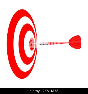 Red dart hit to center of dartboard. Dart Target Bullseye. Vector illustration Stock Vector