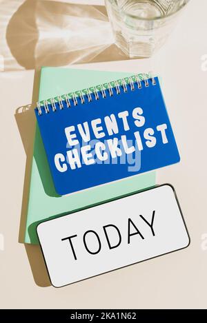 Text showing inspiration Events Checklist. Business showcase invaluable tool for successfully managing your affair Stock Photo
