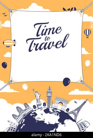 Travel, vacation, sightseeing vector illustration (for poster,flyer etc.)  | text  space Stock Vector