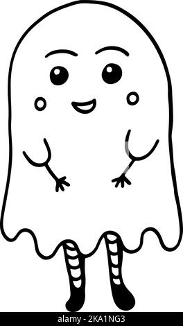 Cute And Kawaii Halloween Coloring Page Stock Vector Image & Art - Alamy