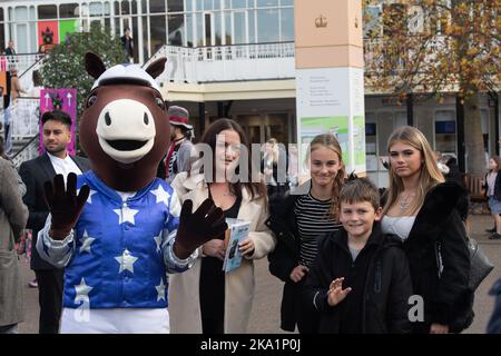 Ascot, Berkshire, UK. 29th October, 2022. Racegoers and their families enjoying the Halloween and funfair at Ascot Races. Credit: Maureen McLean/Alamy Stock Photo