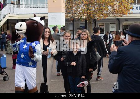 Ascot, Berkshire, UK. 29th October, 2022. Racegoers and their families enjoying the Halloween and funfair at Ascot Races. Credit: Maureen McLean/Alamy Stock Photo