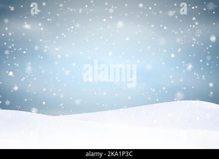 Snow background with many snowflakes. Winter backdrop. Vector illustration Stock Vector