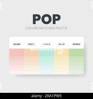 Color palette in Pop colour theme collections. Color scheme or colors chart template. Color combination set of RGB, HSL and HEX code. Vector Stock Vector