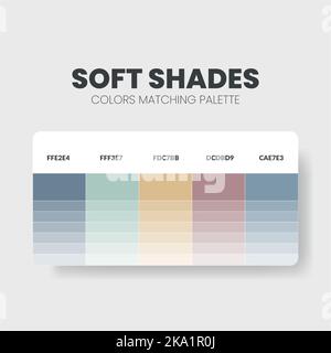 Color palette in Soft Shades colour theme collections. Color scheme or colors chart template. Color combination set of RGB, HSL and HEX code. Vector Stock Vector
