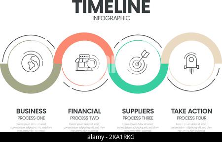 Business project timelines diagrams layout template for slide presentation. Customer journey maps infographic. Creative company timeline processes wit Stock Vector