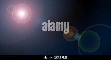 Cinematic Lens Flares Light Leaks overlay on black background. Banner futuristic technology design elements. Stock Photo