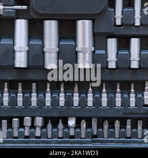 A set of torx tools, socket wrenches, screwdrivers and other tools. A tool for car repair. Selective focus Stock Photo