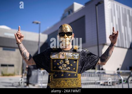 A Los Angeles FC fan before the MLS Western Conference Final match against the Austin FC, Sunday, October 30, 2022, at the Banc of California Stadium, Stock Photo