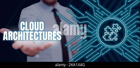 Sign displaying Cloud Architectures. Concept meaning To Live a Life of Purpose with Pride Honor a Promise Businessman Reaching Out Hand Presenting Stock Photo