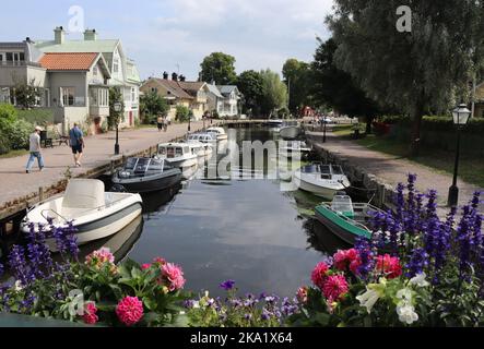 TROSA, SWEDEN, 20 AUGUST 2022: View of the river in the picturesque seaside town of Trosa in Södermanland. South of Stockholm it is a popular tourist Stock Photo