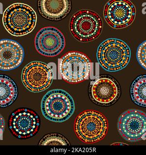 African ethnic geometrical pattern with dotted round shapes Stock Vector