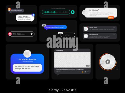 Incoming Messages Notifications. Big Set of Illustrations. Social Media ...
