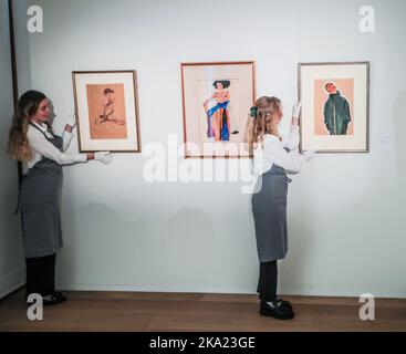 London UK 31 Oct 2022 Bonhams  major exhibition of works on paper by the pioneering artist Egon Schiele from one of the most extensive private collections of Schiele’s work in the UK. Bonhams New Bond Street, London, from Monday 31 October to Wednesday 16 November.Paul Quezada-Neiman/Alamy Live News Stock Photo