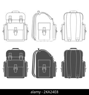 Bag backpack fashion accessory black and white Vector Image