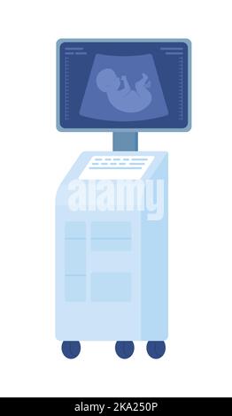 Ultrasound machine semi flat color vector object Stock Vector