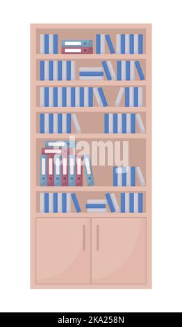 Office bookshelf semi flat color vector object Stock Vector