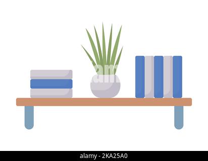 Suspended bookshelf semi flat color vector object Stock Vector