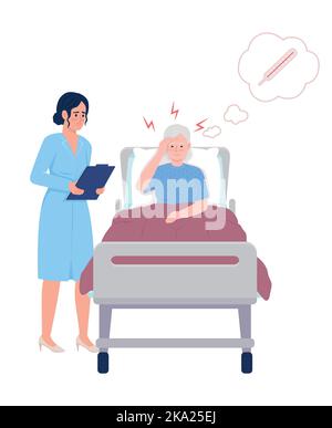 Patient with flu symptoms semi flat color vector characters Stock Vector