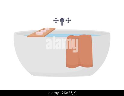 Bathtub semi flat color vector object Stock Vector