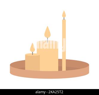 Candles and tray semi flat color vector object Stock Vector