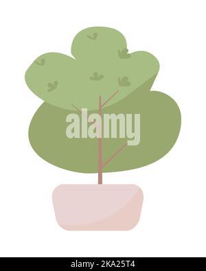 Decorative potted tree semi flat color vector object Stock Vector