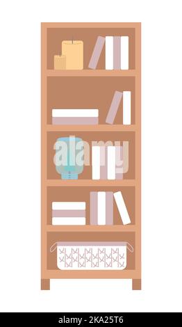 Bookshelf semi flat color vector object Stock Vector