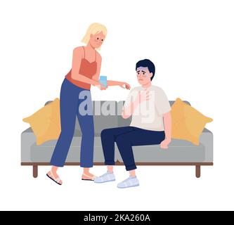 Woman calming down stressed friend semi flat color vector characters Stock Vector