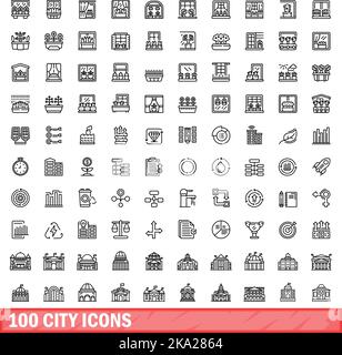 100 window icons set. Outline illustration of 100 window icons vector ...