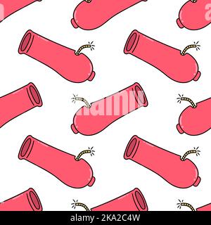 A seamless pattern of a bunch of red bombs isolated on a white background Stock Vector