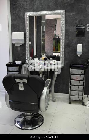 a Vertical shot of the interior of a hair salon Stock Photo