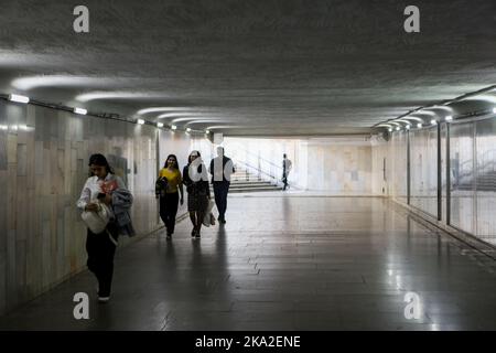 Metro entrance tunnel, Tashkent, Uzbekistan Stock Photo