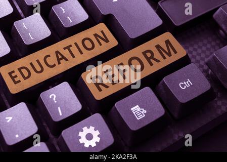 Writing displaying text Education Reform. Conceptual photo protect the content from being read by illicit entities Creating New Programming Guidebook Stock Photo