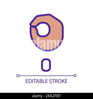 Singing letter O in ASL pixel perfect RGB color icon Stock Vector