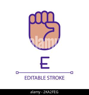 Letter E visualization in ASL pixel perfect RGB color icon Stock Vector