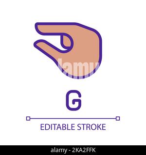 Sign for letter G in ASL pixel perfect RGB color icon Stock Vector