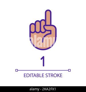 Digit one in ASL pixel perfect RGB color icon Stock Vector