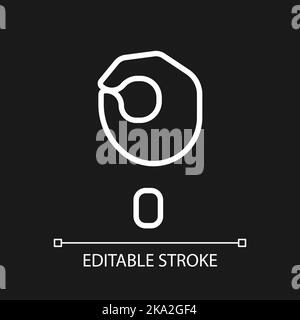 Singing letter O in ASL pixel perfect white linear icon for dark theme Stock Vector