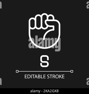 Deaf sign language white linear icon for dark theme Stock Vector Image ...