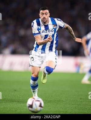 Diego Rico of Real Sociedad during the Spanish championship La Liga football match between Real Sociedad and Real Betis Balompie on October 30, 2022 at Reale Arena in San Sebastian, Spain - Photo: Cesar Ortiz/DPPI/LiveMedia Stock Photo