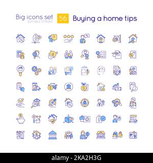 Buying home tips RGB color big icons set Stock Vector