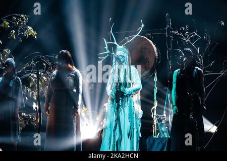 Copenhagen, Denmark. 26th, October 2022. The International alternative folk band Heilung performs a live concert at Forum Black Box at Frederiksberg, Copenhagen. (Photo credit: Gonzales Photo - Peter Troest). Stock Photo